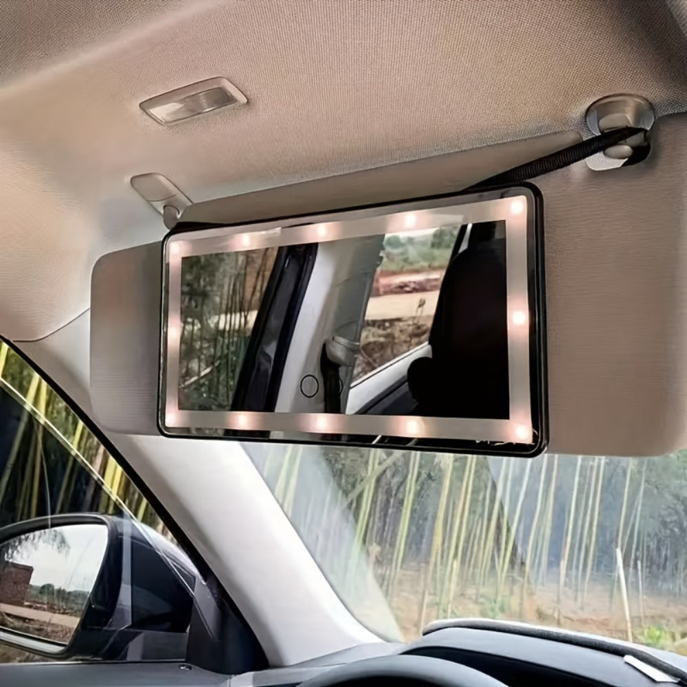 Car Sun Visor Makeup Mirror with LED Lights USB Powered – 3 Color Light Modes, Lighted Visor Mirror for Cars Trucks SUVs