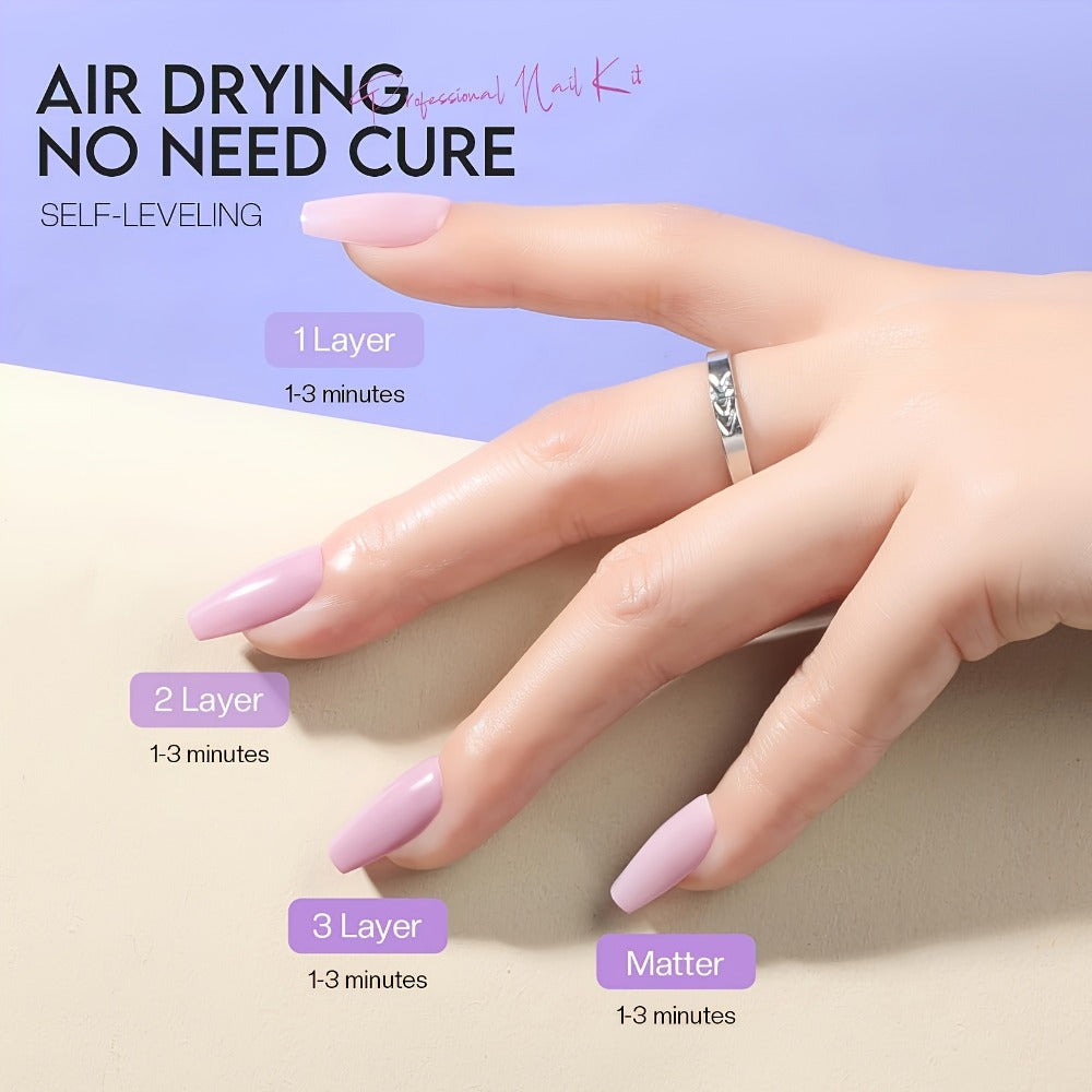 Six-Piece Air-Dry Nail Polish Set in Cherry Blossom Pink or Light Purple and Nude Pink Collections
