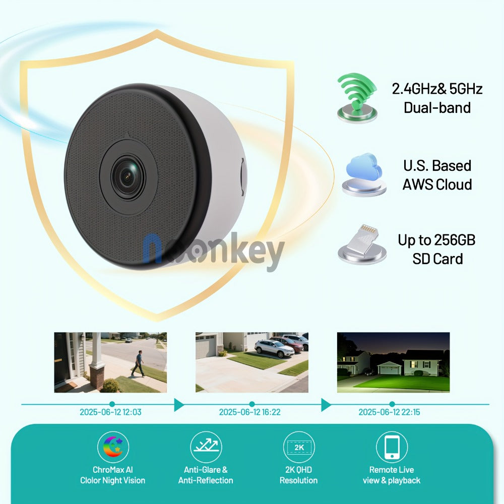 Security Camera 2K Window-Mount Model with Dual-Band WiFi, Color Night Vision and Person Pet Vehicle Detection