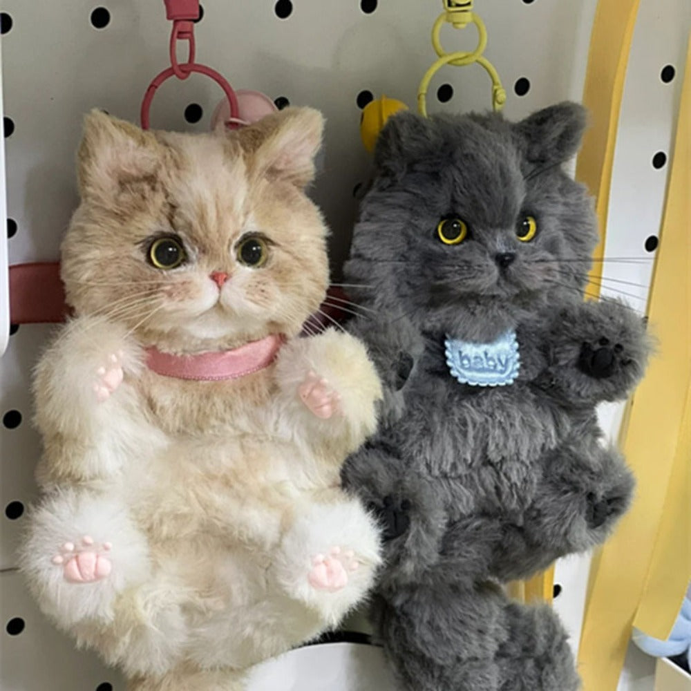 Fluffy Pipe Cleaner Cat Charm Craft Kit for Orange and Gray Pendants with Two-Piece Material Set