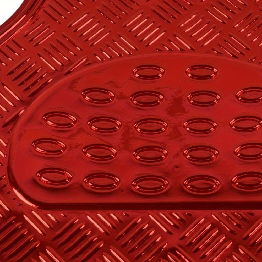 Molded Car Floor Mats, Four-Piece Front and Rear Set in Seven Solid and Carbon-Look Color Options
