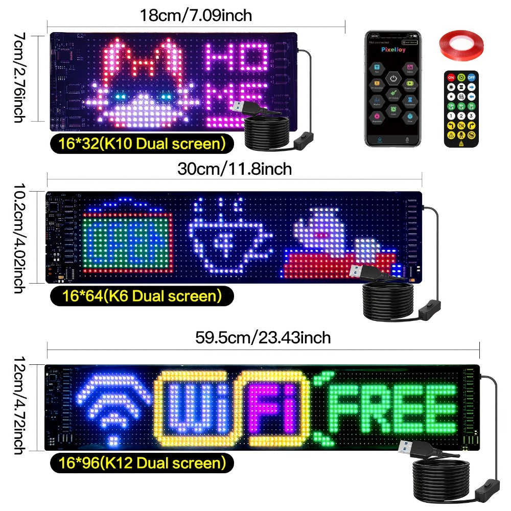 Programmable LED Sign Flexible Matrix Panel, App & USB Control, RGB Multicolor, Music Sync, Text & Animation Display for Indoor Shop