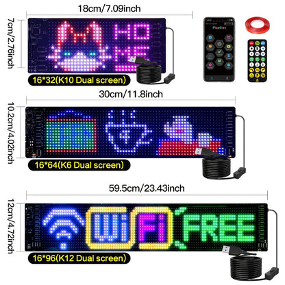 Programmable LED Sign Flexible Matrix Panel, App & USB Control, RGB Multicolor, Music Sync, Text & Animation Display for Indoor Shop