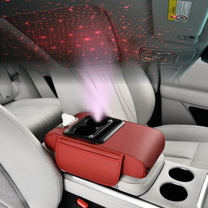 Car Armrest Box Cover Starry Sky Memory Foam Center Console Pad with Type-C USB Charging Port & Storage Pockets