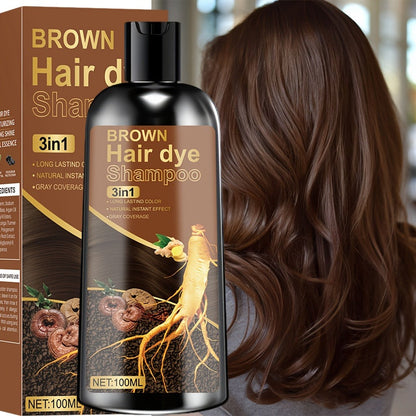 Plant Extract Hair Coloring Shampoo 100ml 3.38oz, Deep Scalp-Safe Gray & White Hair Coverage, Botanical Color