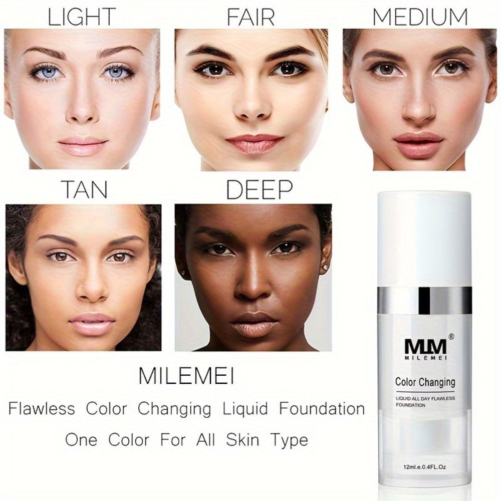 Color Changing BB Cream Foundation Set 3pcs Matte Oil Control Long Lasting Smudge Proof Concealer Base Skin Tone Adaptive Face Makeup