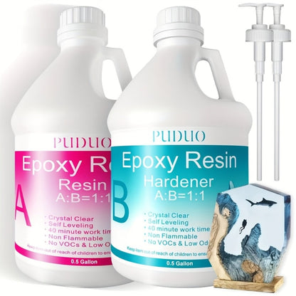 Ultra-Clear Epoxy Resin Kit 1 2 3 Gallon Fast Curing Bubble-Free Non-Yellowing for Entryways, Bedrooms and Living Spaces