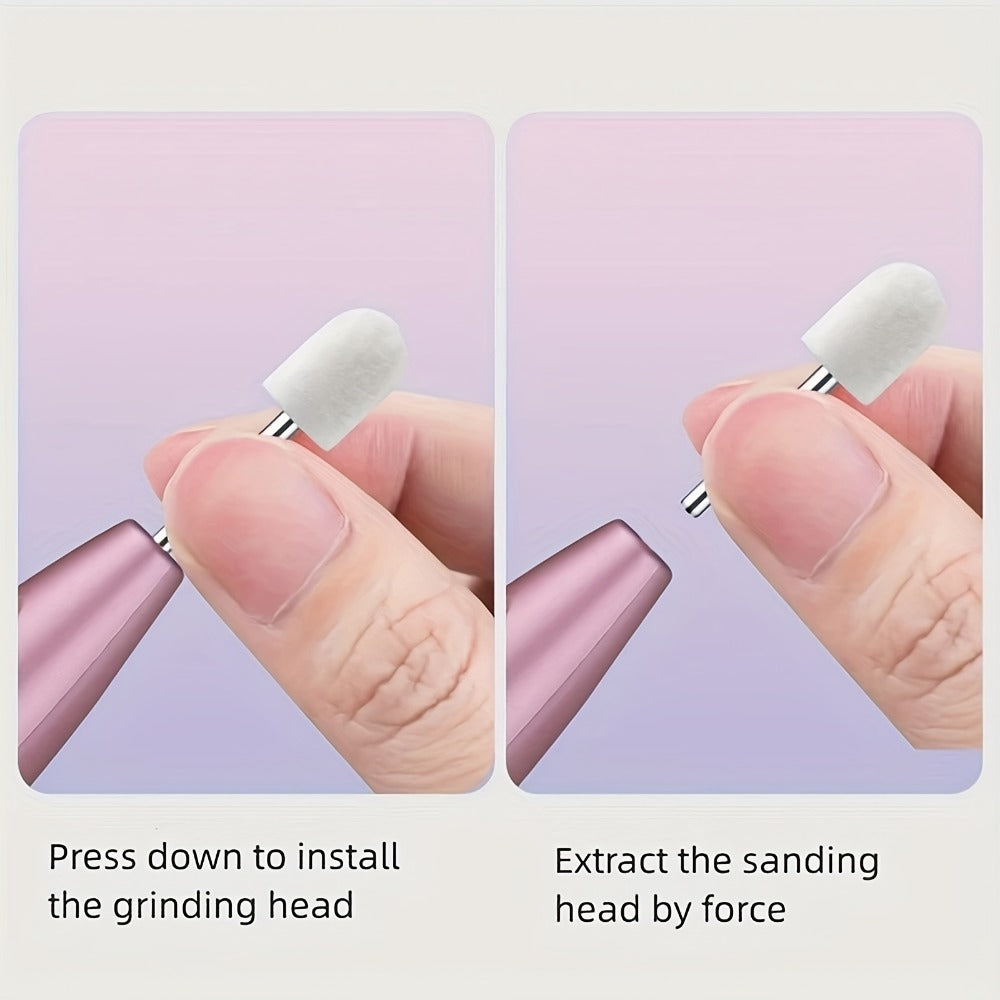 Electric Nail Drill 11-Bit Variable Speed Pen Kit in Pink with Sanding Bands and Compact Controls