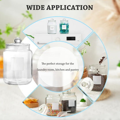 Half Gallon Glass Jars with Lids Airtight Set of 4, Large Clear Storage Containers for Pantry, Kitchen & Laundry Room