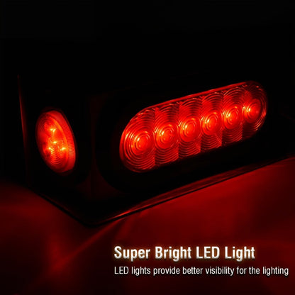 LED Trailer Tail Lights Kit – 6-Inch Oval Rear Lights with Metal Light Box & 2-Inch Amber Round Marker Lights