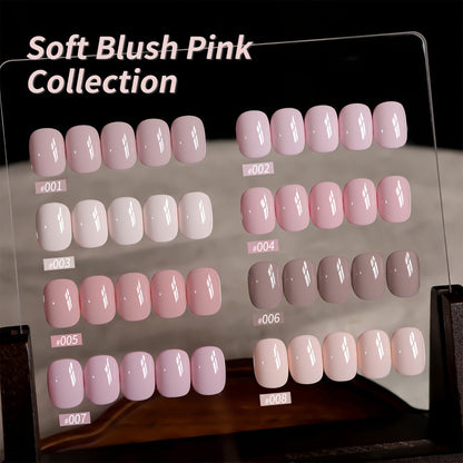 Gel Nail Polish 8-Color Gentle Pink Set in 0.51oz Bottles with Shades 001-008 and LED Soak-Off Cure for Nail Art