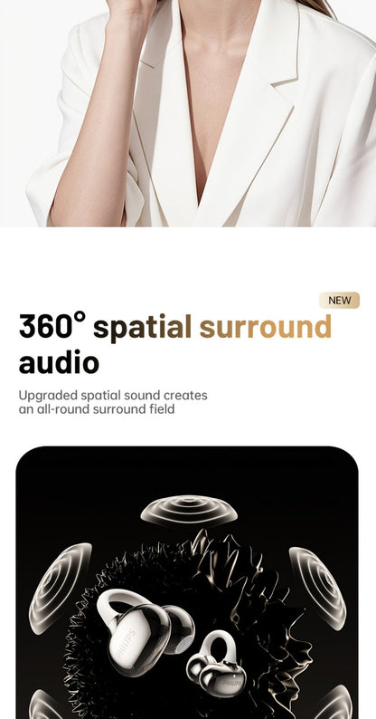 Philips TWS Ear Clip Sport Headset Hi-Fi Bass Stereo HD Calls Earhook Wireless Bluetooth for an Everyday Personal Care Routine
