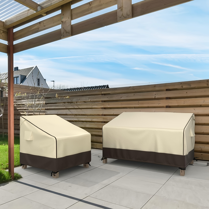 Two-Pack Patio Chair Covers in Beige and Brown with 32- or 35-Inch Width and 36-Inch Height