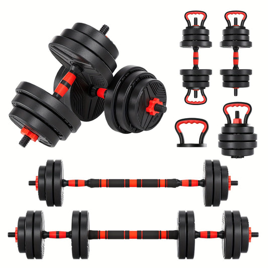 Adjustable Dumbbell Set 5-in-1, 20/30/40/60/110LBS Free Weights with Upgraded Lock Nut, Converts to Barbell, Kettlebell