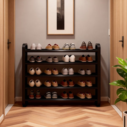Shoe Rack 5-Tier Narrow Floor Organizer for Up to 18 Pairs in Black or White Tool-Free Options