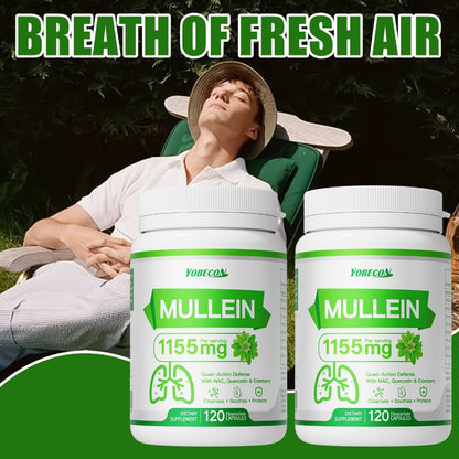 Mullein Lung Cleanse Capsules with NAC 45000mg – Mucus Removal, Dry Cough Relief & Respiratory Support Supplement for Women & Men