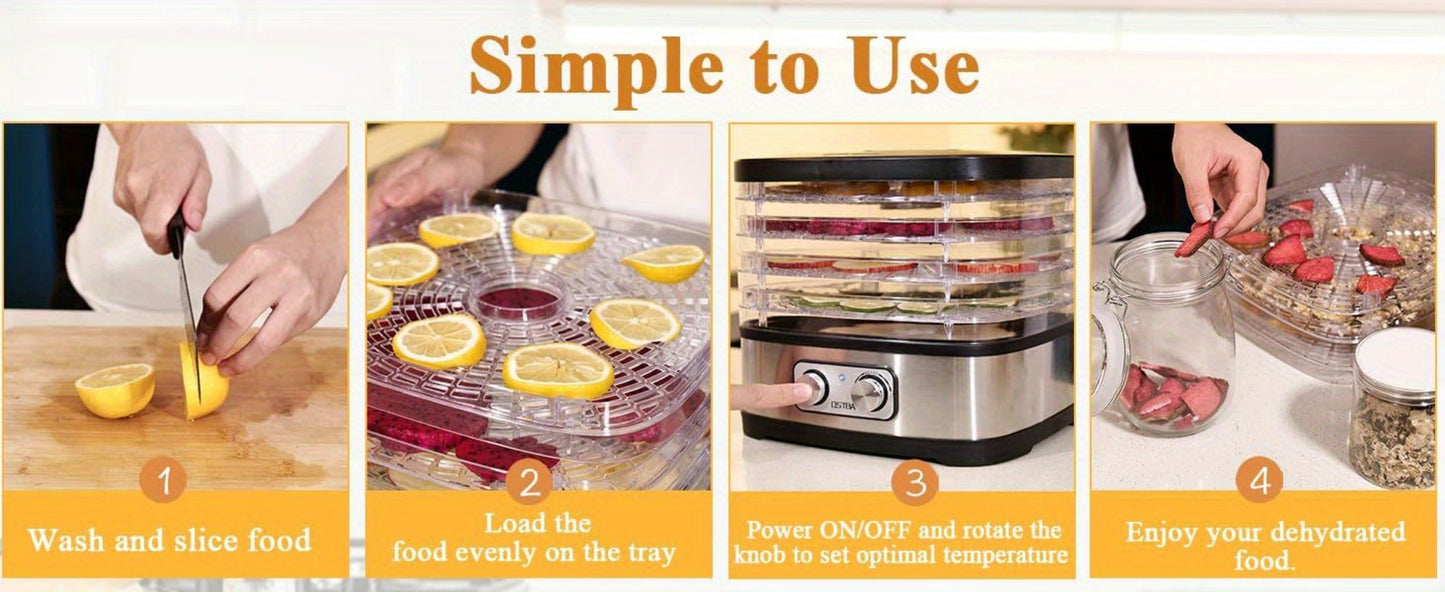 Food Dehydrator 240W with Temperature Control | BPA-Free Dishwasher-Safe Trays, Electric Food Dryer for Jerky, Fruits, Herbs & Vegetables