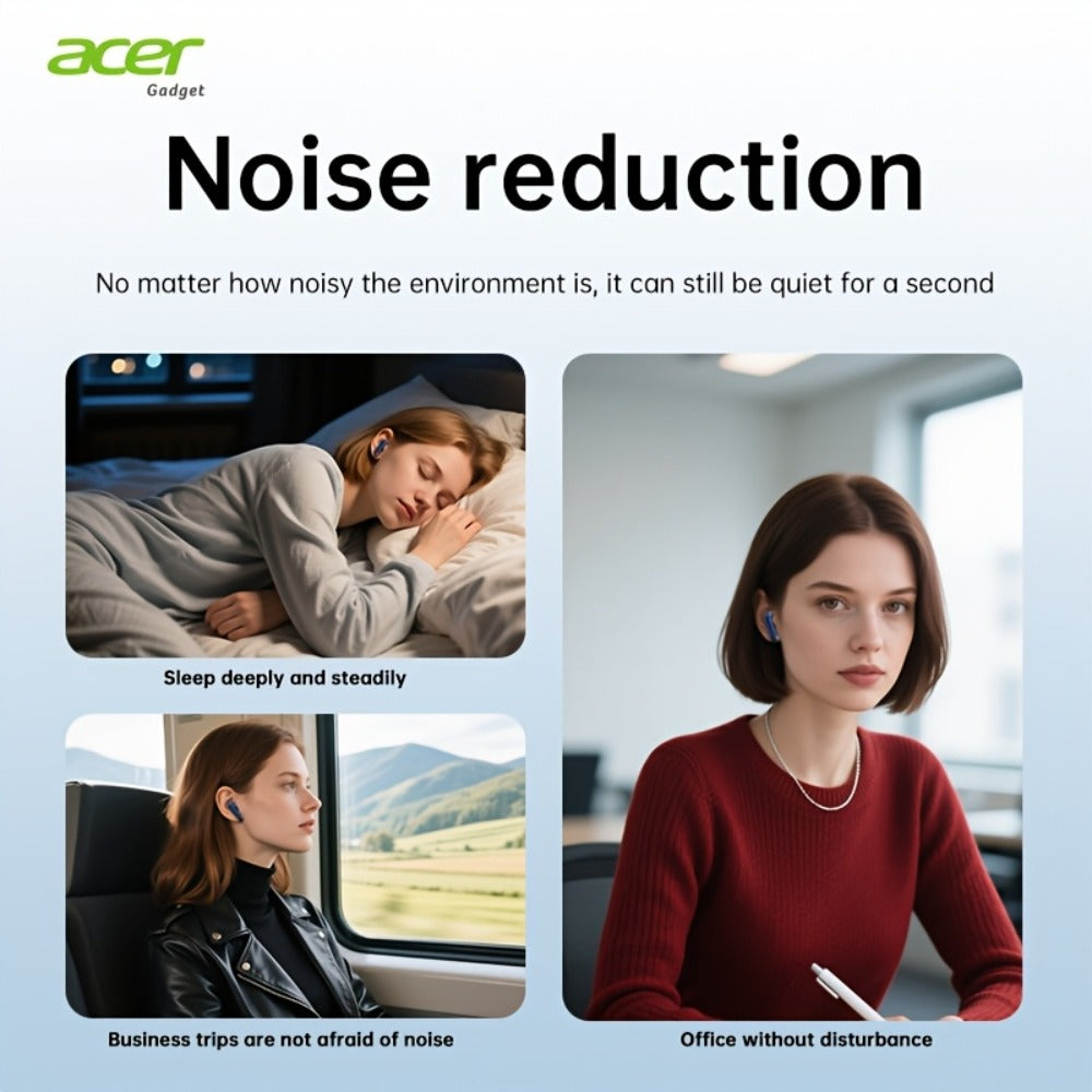 ANC Wireless Earbuds Acer Official TWS In-Ear Active Noise Cancellation Spatial Audio for Bedside Audio, Alarms and Room Entertainment