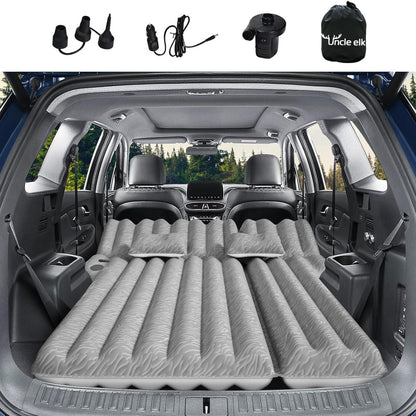 SUV Air Mattress for Camping Inflatable Car Bed with Air Pump 2 Pillows Flocking Surface Portable Sleeping Pad for SUV Backseat Road Trip