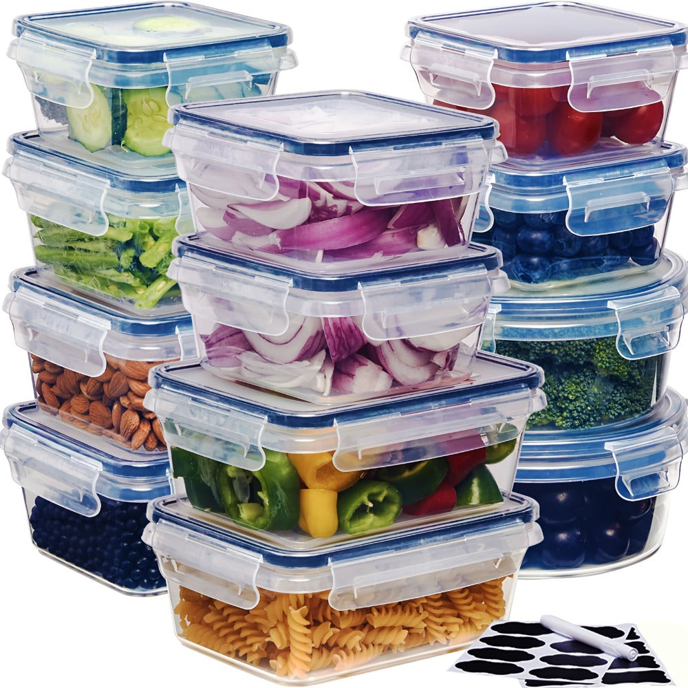 Food Storage Containers Set BPA-Free Airtight – Meal Prep Containers with Easy-Snap Lids Labels & Marker 24 48pcs Pantry Kitchen Organizer