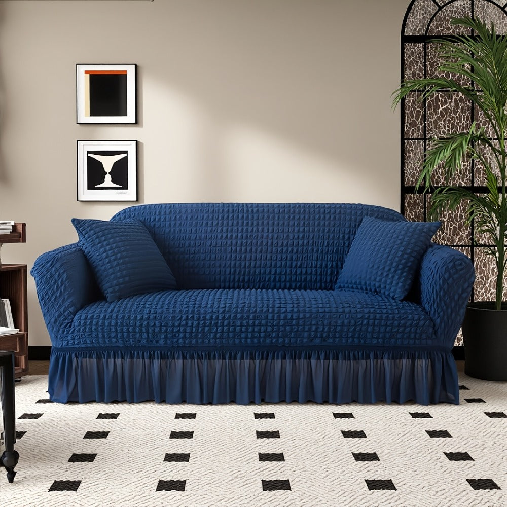 Sofa Cover Seersucker Stretch Slipcover with Elastic Band Closure for 1 to 4-Seater Sofas in Eight Colors