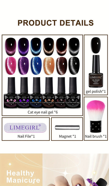 Cat Eye Gel Polish 8ml Holographic Chameleon Flash – Magnetic Sand 3D Color-Shifting Semi-Permanent UV LED Gel Varnish for Salon & Home DIY