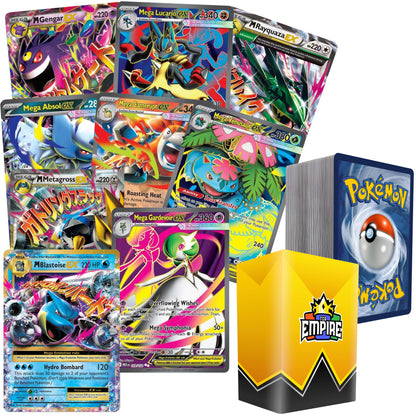 Trading Card Game 100-Plus Character Card Bundle with TCG Empire Storage Box and Multicolor Artwork