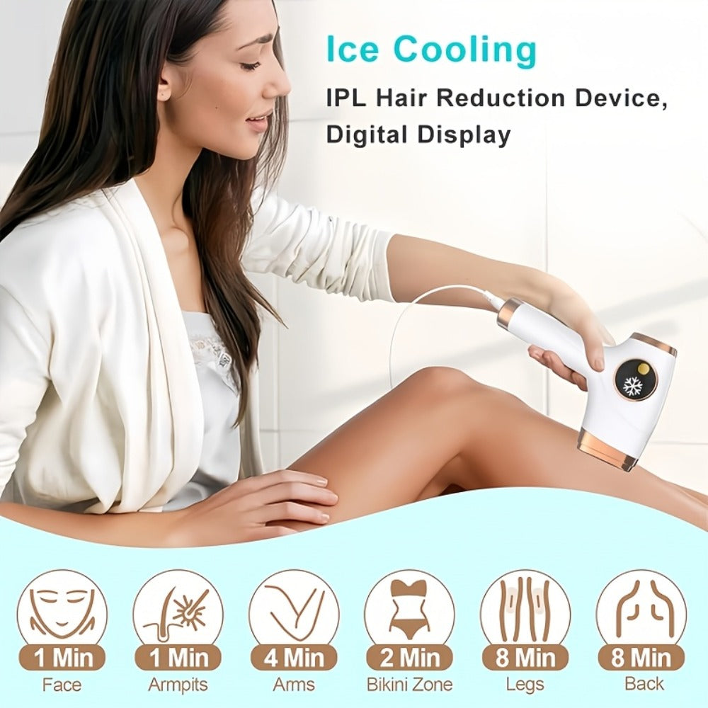 IPL Hair Removal Device Sapphire Ice Cooling Painless 999900 Flashes 9 Modes – At-Home Permanent Hair Reduction for Women Men Face Body