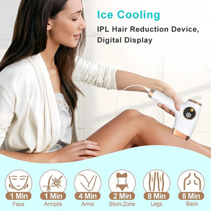 IPL Hair Removal Device Sapphire Ice Cooling Painless 999900 Flashes 9 Modes – At-Home Permanent Hair Reduction for Women Men Face Body