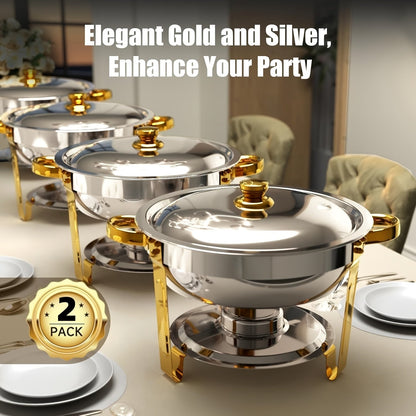 Chafing Dish Buffet Set Stainless Steel Food Warmer 6QT Round Chafer for Catering Events Parties Weddings Banquets