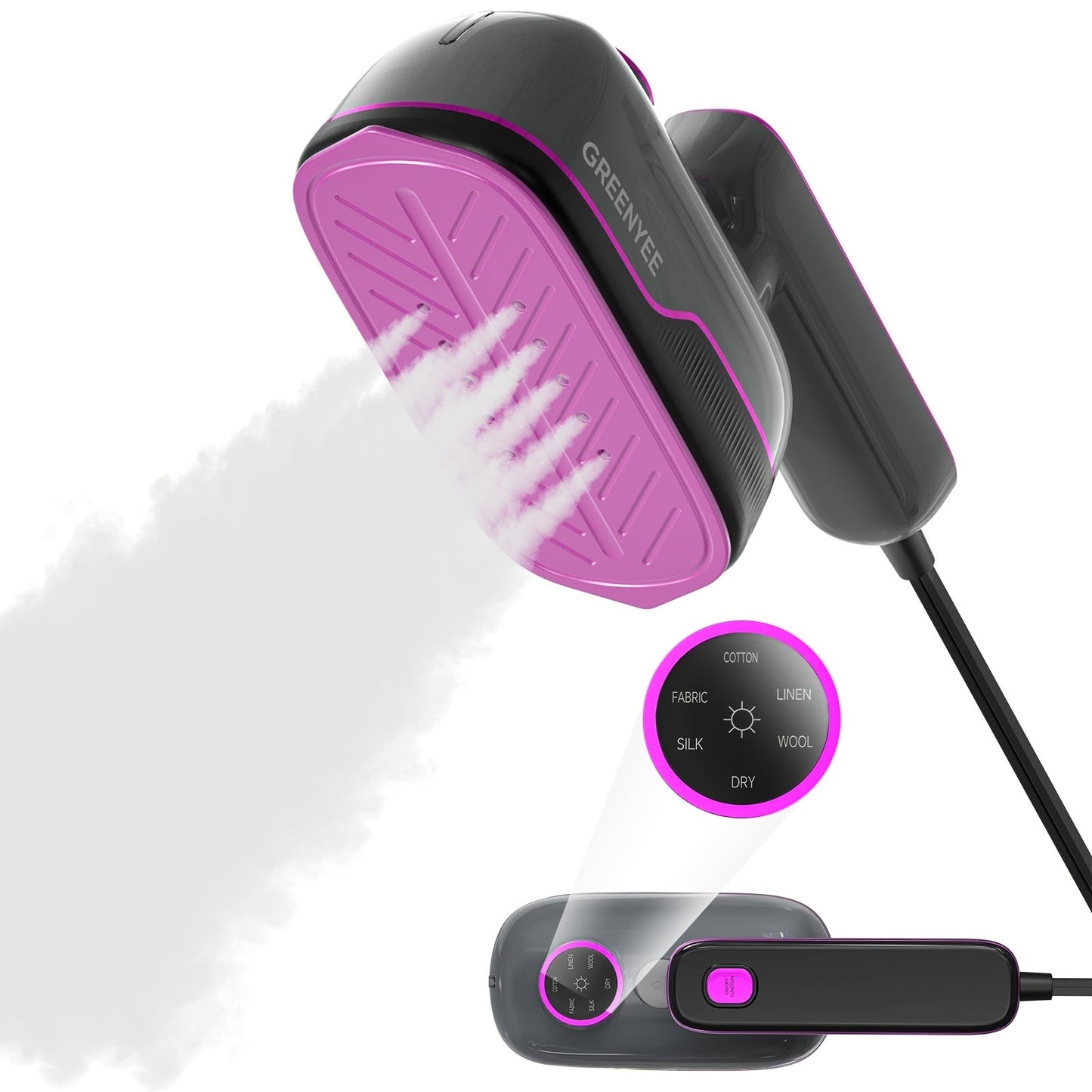 Mini Travel Steamer 2-in-1 Dry Steam Iron Foldable 180 Degree Handle 15-Second Heat 85ml for Entryways, Bedrooms and Living Spaces