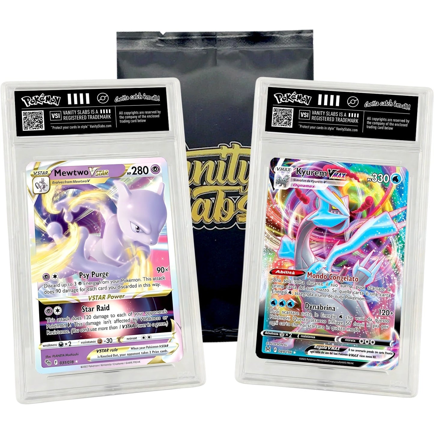 Pokemon Double Hit Slab Set, 2x Ultra or Double Rare Cards Sealed in Vanity Slabs Display Cases