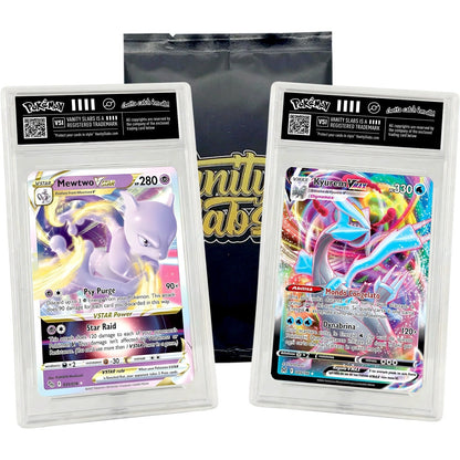 Pokemon Double Hit Slab Set, 2x Ultra or Double Rare Cards Sealed in Vanity Slabs Display Cases