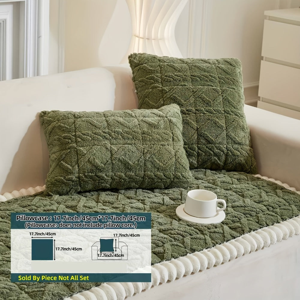 Sofa Cover Bohemian Quilted Shu Velveteen Panels with Ruffles and Design in Five Colors with Model-Specific Size and Color Options