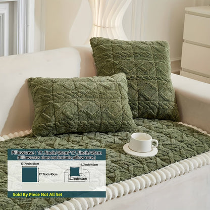 Sofa Cover Bohemian Quilted Shu Velveteen Panels with Ruffles and Design in Five Colors with Model-Specific Size and Color Options