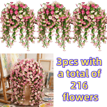 Artificial Rose Vine Hanging Garland 3pcs 216 Flowers – High-Density UV-Resistant Faux Rose Flower Vines with Realistic Roses & Foliage