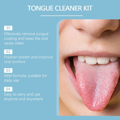 Tongue Cleaner Kit with Probiotic Cleansing Gel & Tongue Brush, Bad Breath Eliminator Fresh Mouth Daily Oral