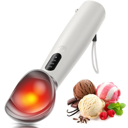 Electric Heated Ice Cream Scoop USB-C Rechargeable with 3 Temperature Settings 120°F 140°F 160°F IPX7 Handle Gift for Ice Cream Lovers