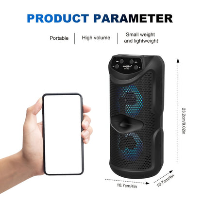 Outdoor Bluetooth 5.3 Speaker Mini with LED Light, TWS Stereo Pairing, TF Card Slot & Extended Battery