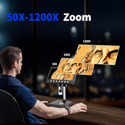 1200X Digital Microscope 7-Inch IPS Screen, WINWEND USB Coin & Soldering Microscope with 8 Adjustable LED Lights