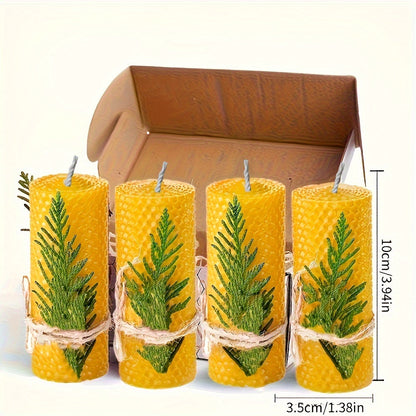 Honeycomb Beeswax Pillar Candles, 10cm by 3.5cm in Yellow, Purple, Red or Blue with Single or Eight-Piece Options