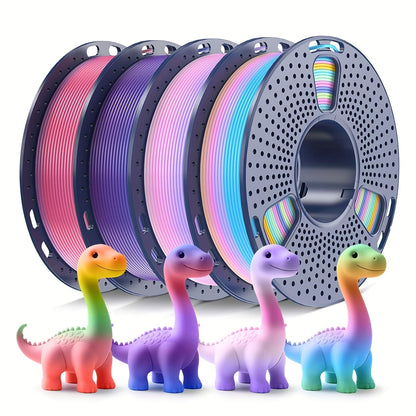 3D Printer Filament SUNLU Rainbow PLA 1.75mm Four-Roll Bundle with 250g Spools and 8m Color-Change Label