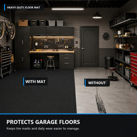 Garage Floor Mat Diamond Plate – 2.8mm Heavy Duty Parking Mat, Water & Stain Resistant Floor Runner for Garage