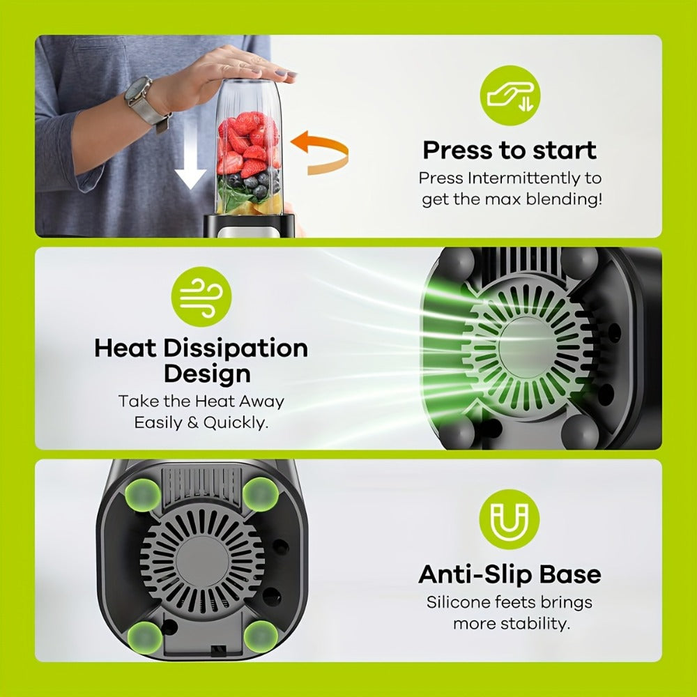 Personal Smoothie Blender 15pcs - Blender for Shakes and Smoothies with Grinder Combo 2-Speed for Entryways, Bedrooms and Living Spaces