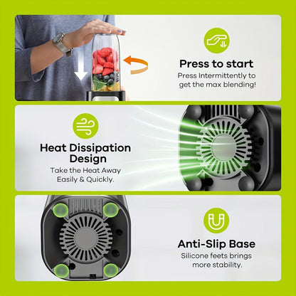 Personal Smoothie Blender 15pcs - Blender for Shakes and Smoothies with Grinder Combo 2-Speed for Entryways, Bedrooms and Living Spaces
