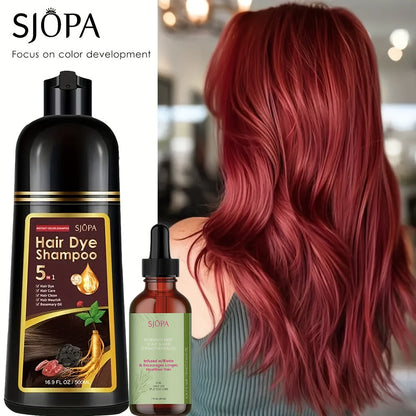 Hair Color Shampoo, SJOPA 5-in-1 16.9oz Bottle-and-Dropper Presentation with 12 Color Options
