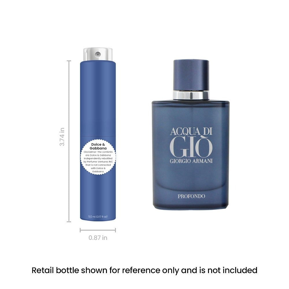 Perfume Travel Spray for Men in 5ml Blue Atomizer with Aquatic, Mineral and Musk Scent Profile