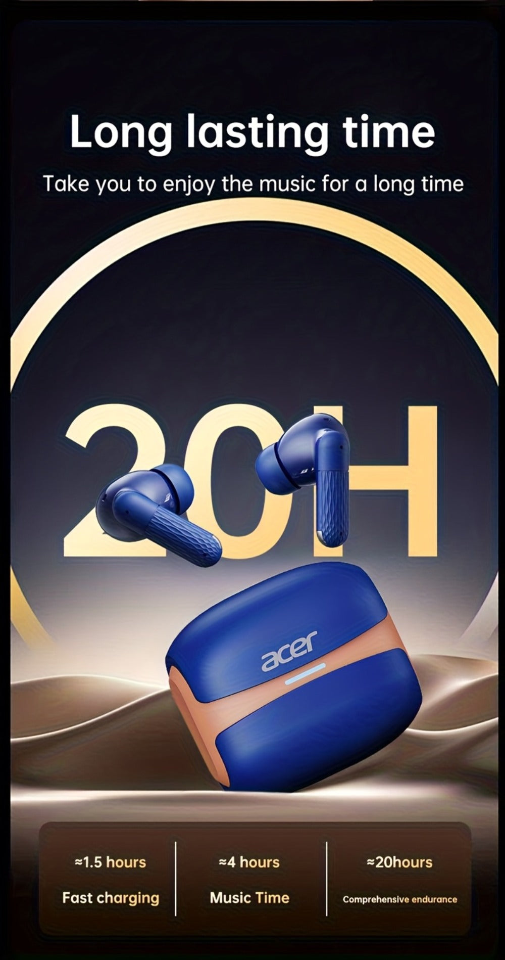 ANC Wireless Earbuds Acer Official TWS In-Ear Active Noise Cancellation Spatial Audio for Bedside Audio, Alarms and Room Entertainment