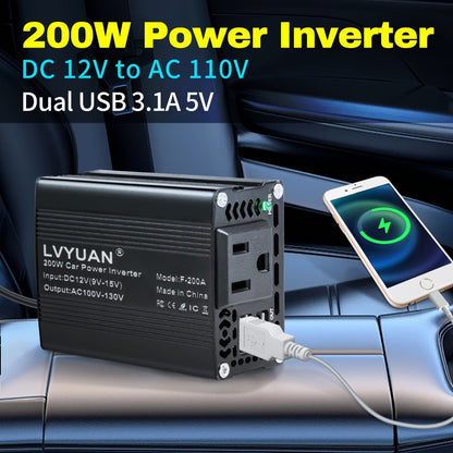 Car Power Inverter 500W 12V to 110V AC Outlet Converter with QC3.0 USB Port for Vehicle Boat Truck RV Portable Auto Power Adapter 200W Rated