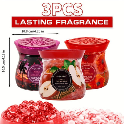 Air Freshener Scented Beads 3-Pack, Fragrance Beads, Multi-Purpose Odor Eliminator for Home, Car